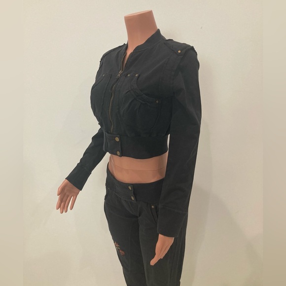 Tokyo Denim Bank ~ Black Embroidered Zip Up Jogging Suit Medium - Picture 8 of 16